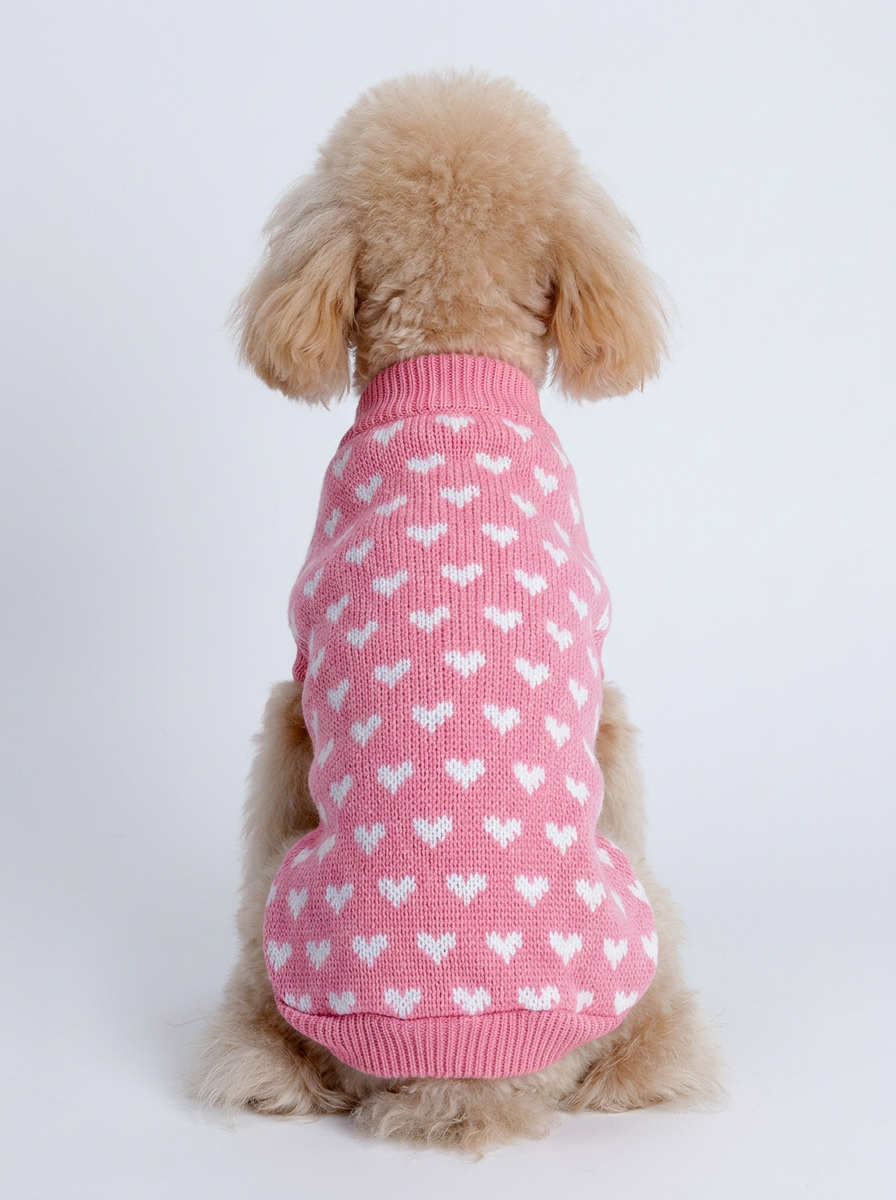 Female Dog Clothes Heart Pattern | Knit Sweater