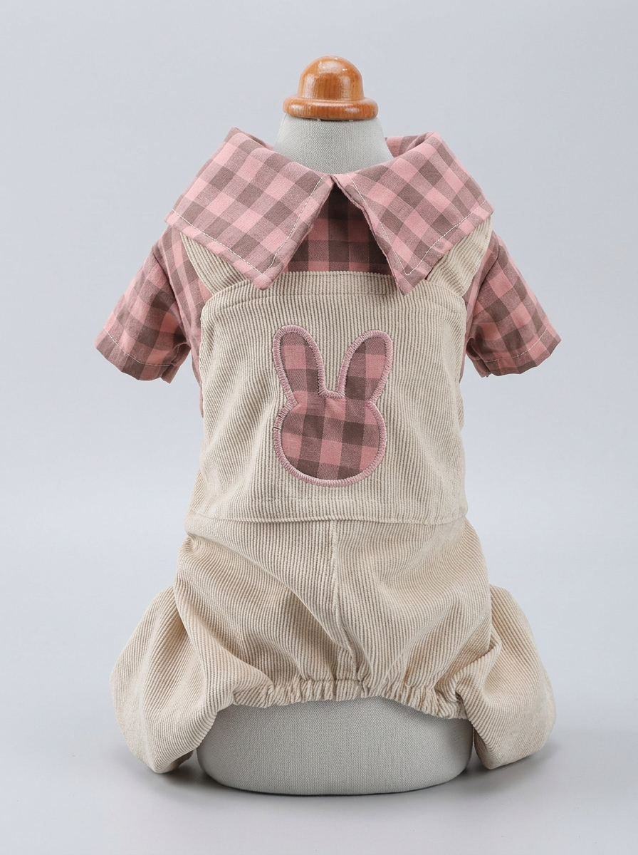 Female Dog Clothes Patch Design | Plaid Jumpsuit