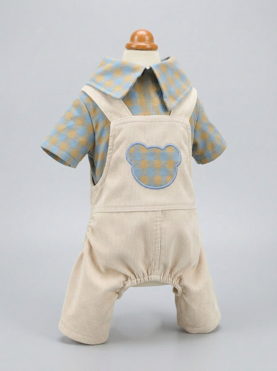 Female Dog Clothes Patch Design | Plaid Jumpsuit