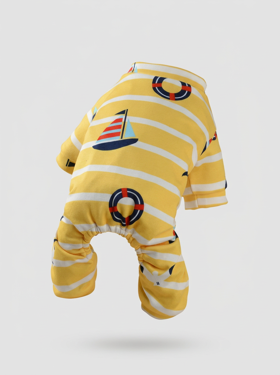 Male Dog Clothes Nautical Print | Casual Jumpsuit