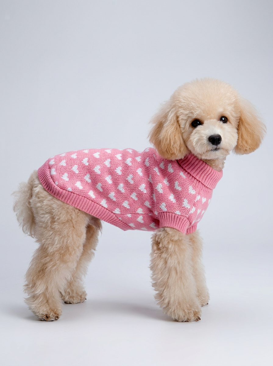 Female Dog Clothes Heart Pattern | Knit Sweater