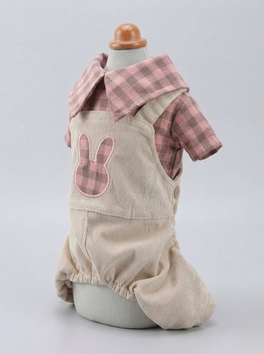 Female Dog Clothes Patch Design | Plaid Jumpsuit