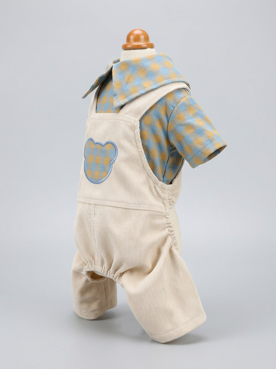 Female Dog Clothes Patch Design | Plaid Jumpsuit