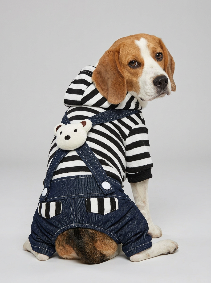 Male Dog Clothes Bear Hoodie | Casual Jumpsuit