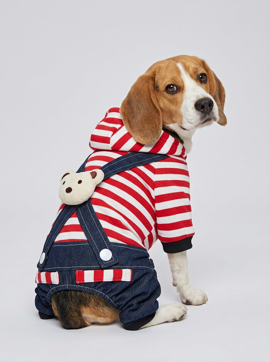 Male Dog Clothes Bear Hoodie | Casual Jumpsuit