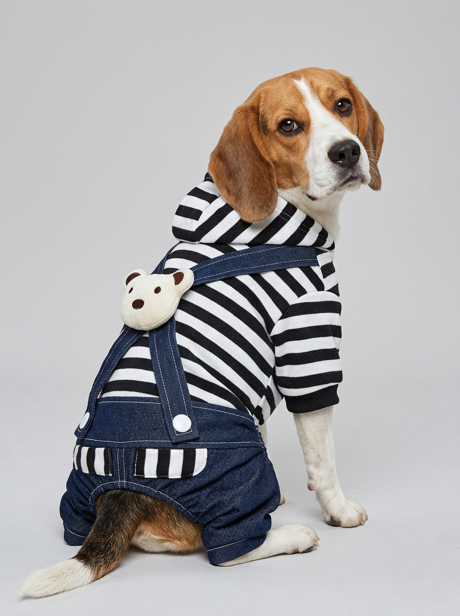 Male Dog Clothes Bear Hoodie | Casual Jumpsuit