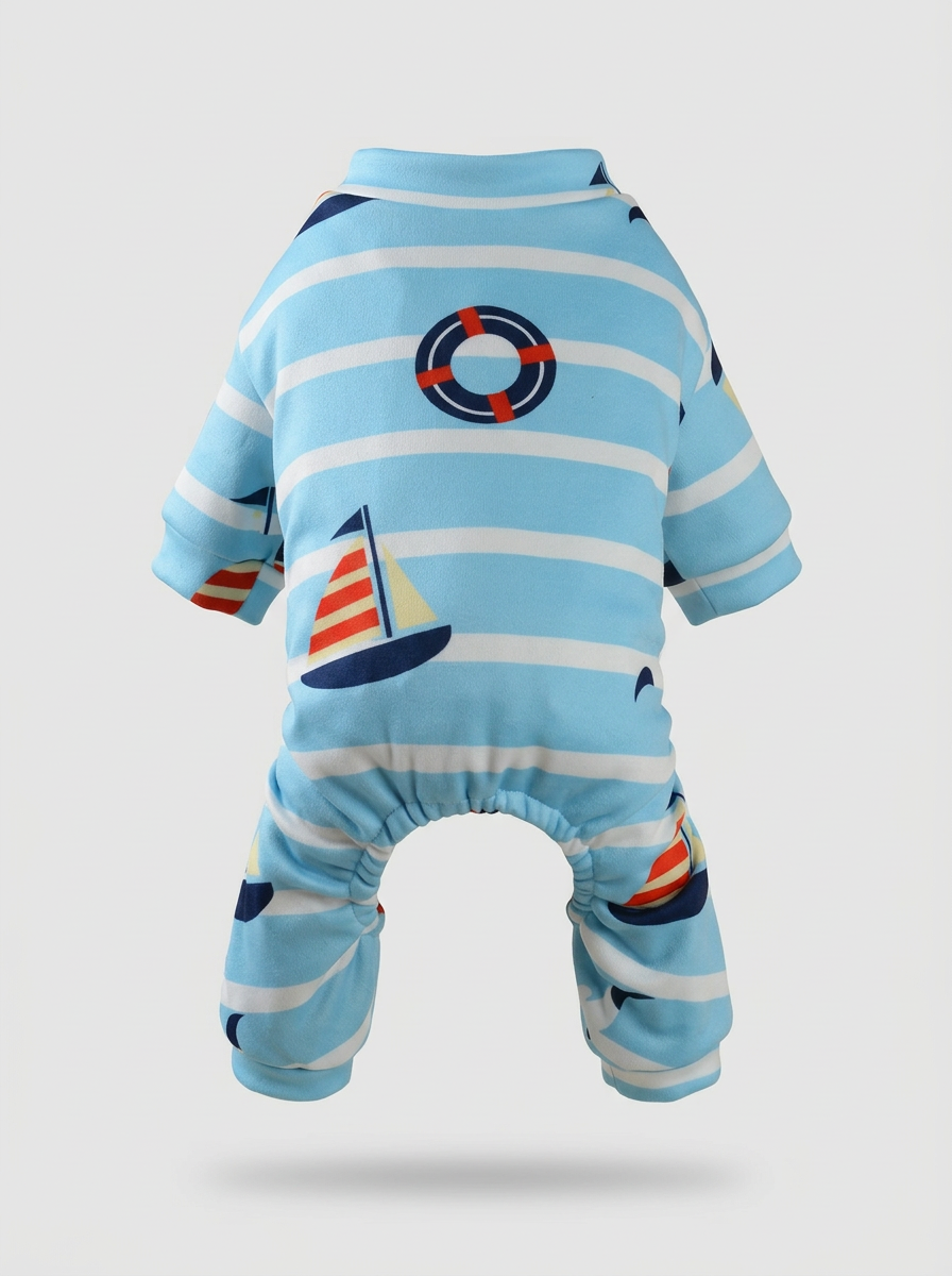 Male Dog Clothes Nautical Print | Casual Jumpsuit