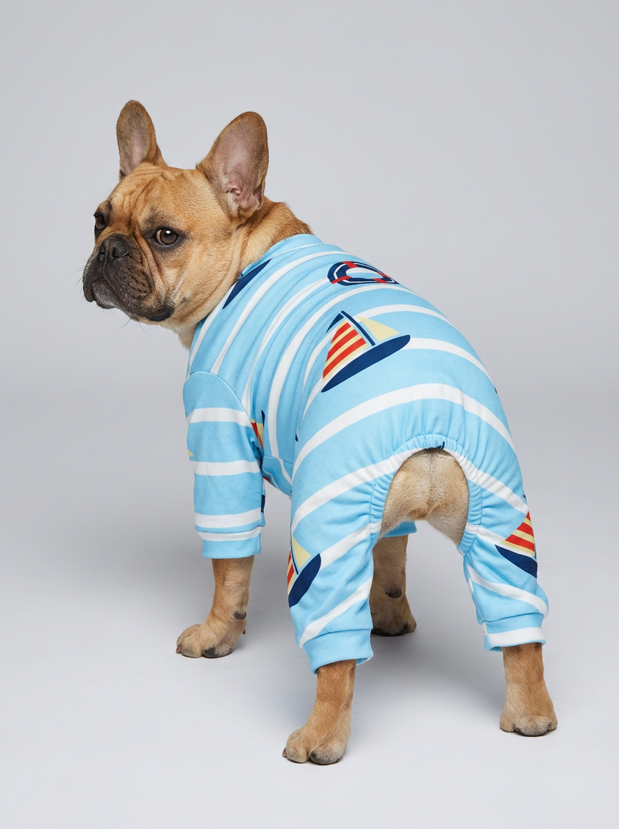 Male Dog Clothes Nautical Print | Casual Jumpsuit