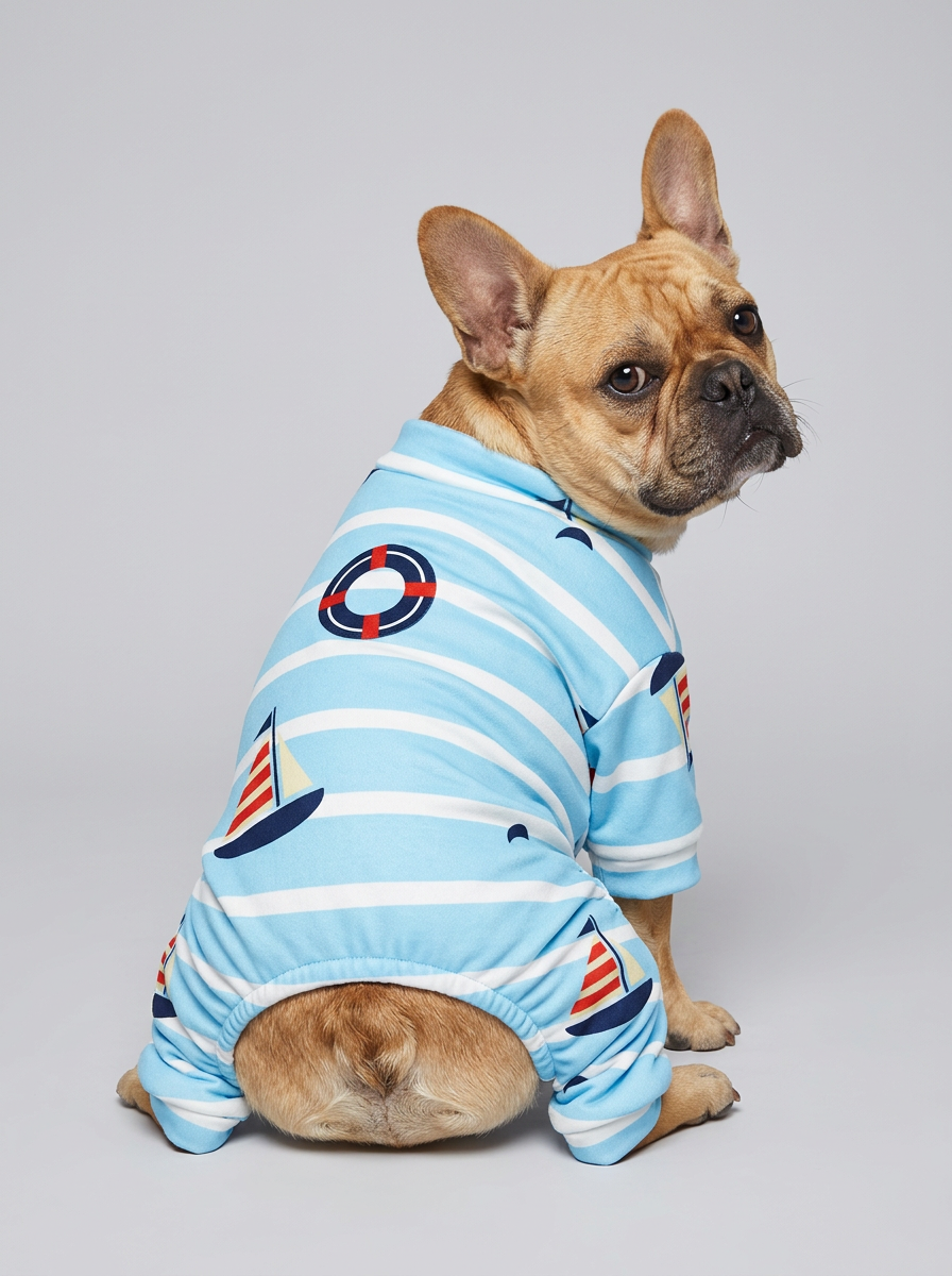 Male Dog Clothes Nautical Print | Casual Jumpsuit