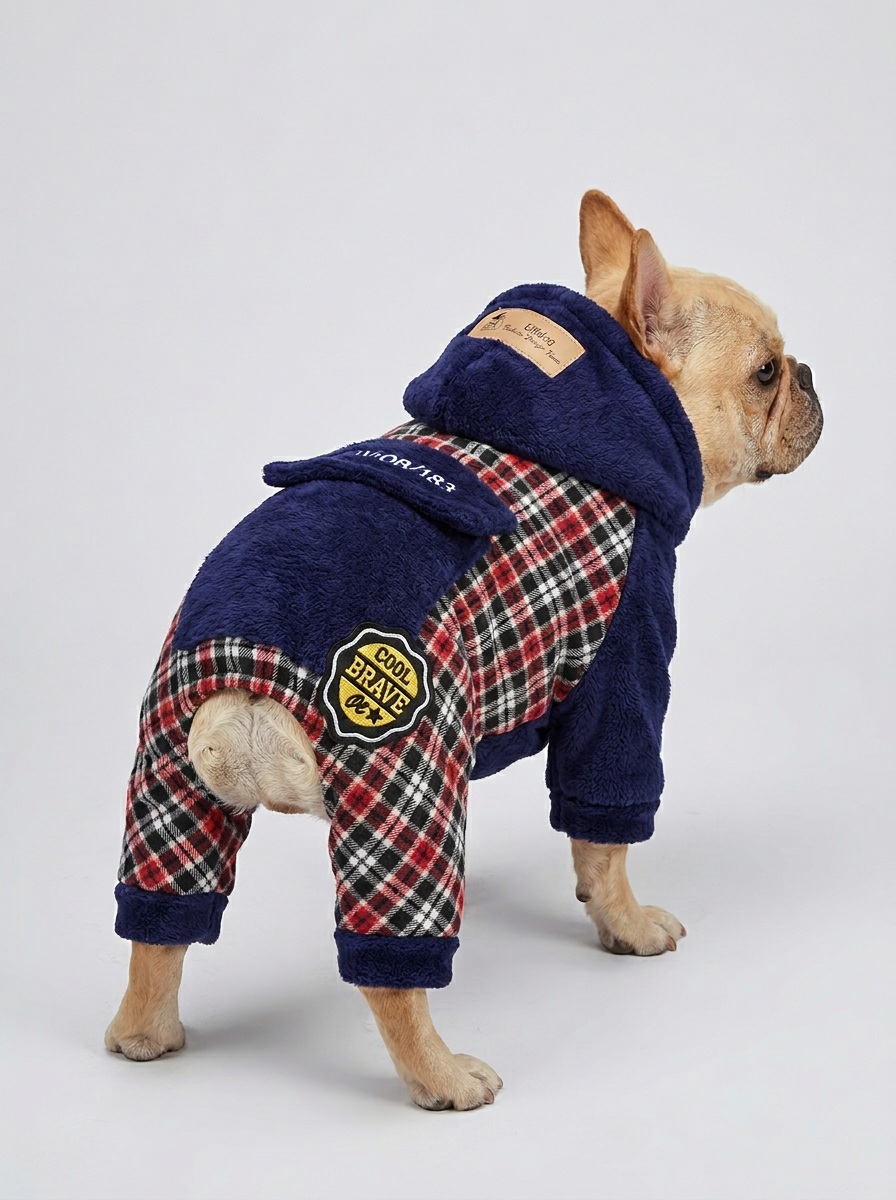 Male Dog Clothes Plaid Hoodie | Jumpsuit