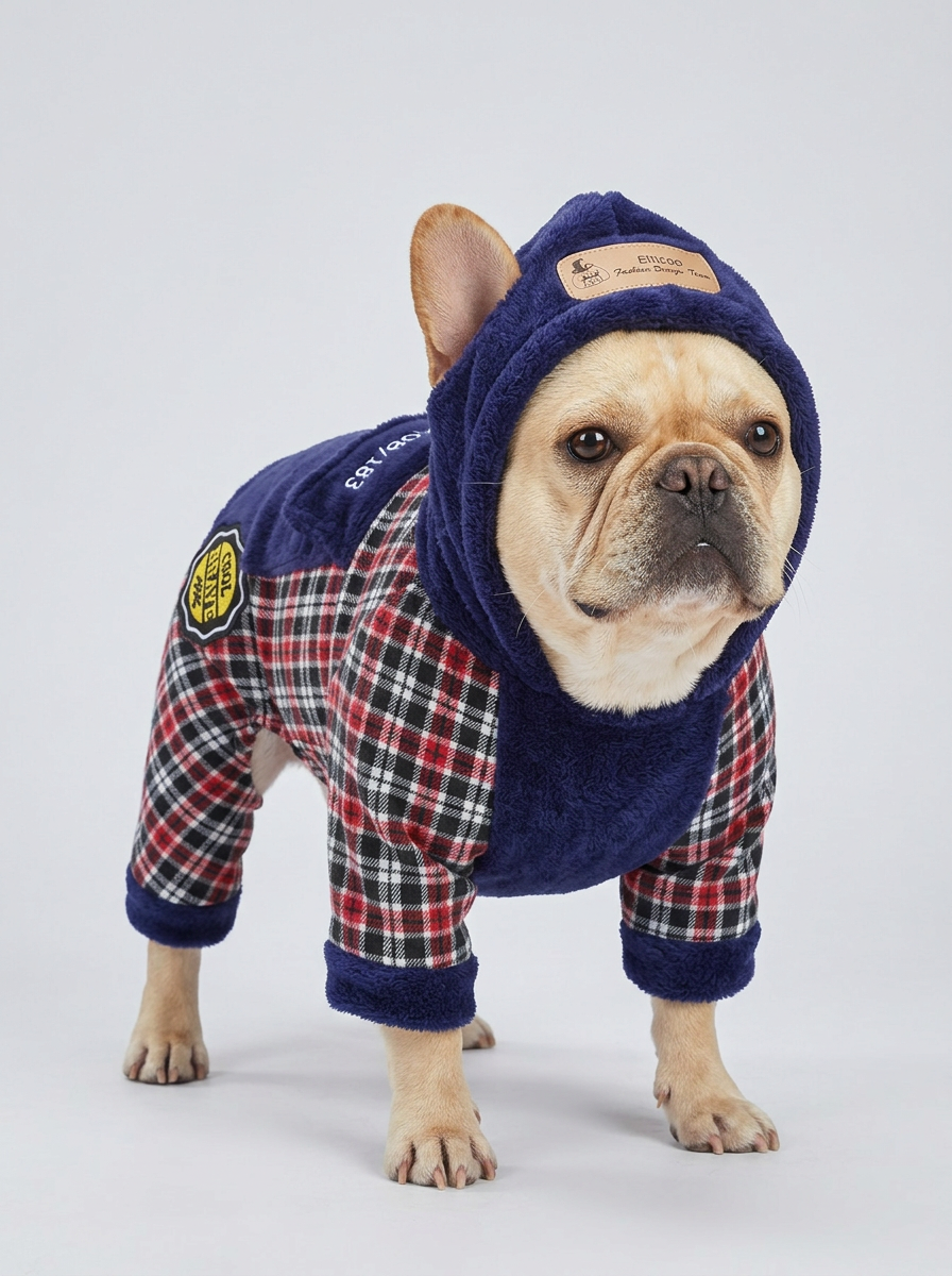 Male Dog Clothes Plaid Hoodie | Jumpsuit